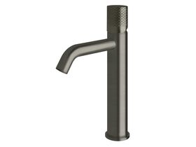 Sussex Pure Medium Height Basin Mixer Tap Curved Spout with Diamond Textured Handle PVD Brushed Gunmetal (5 Star)