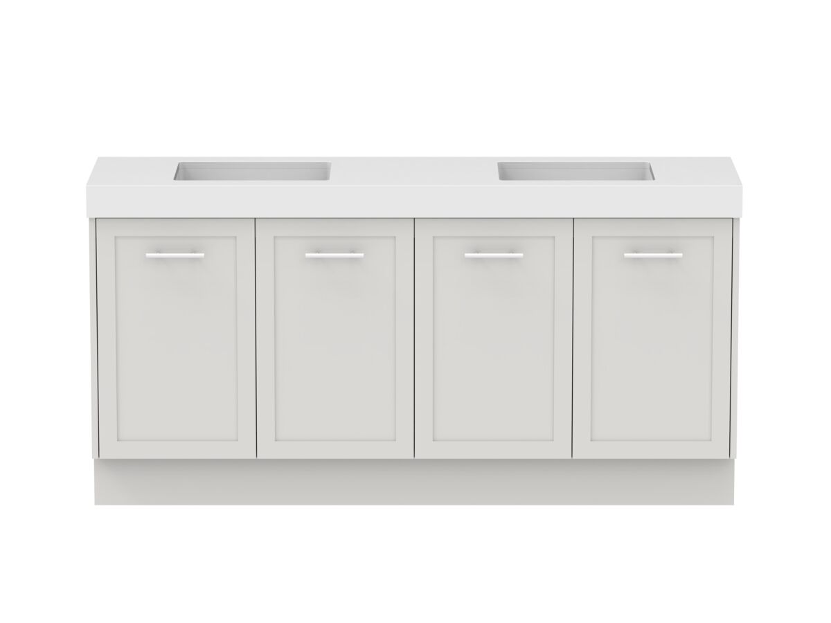 Hero - Kado Lux All Door 1800mm Floor Mounted Vanity Double Basin 90mm - Feather Grey - Front