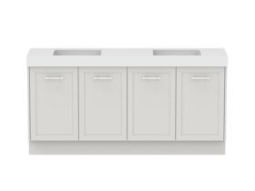 Hero - Kado Lux All Door 1800mm Floor Mounted Vanity Double Basin 90mm - Feather Grey - Front