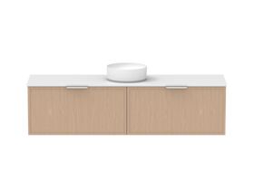 Supporting Image - Kado Lux Slim All Drawer 1800mm Wall Hung Vanity with Centre Basin 20mm Top Blonde Oak