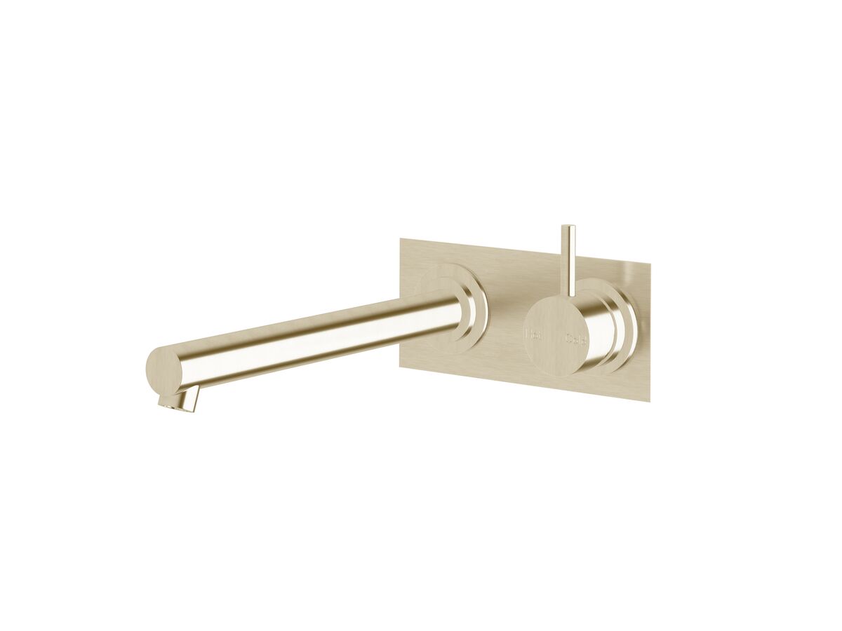 Sussex Scala Straight Wall Basin Mixer Tap System Right Hand Mixer Tap 250mm Outlet LUX PVD Brushed Platinum Gold (6 Star)