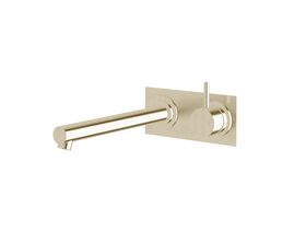 Sussex Scala Straight Wall Basin Mixer Tap System Right Hand Mixer Tap 250mm Outlet LUX PVD Brushed Platinum Gold (6 Star)