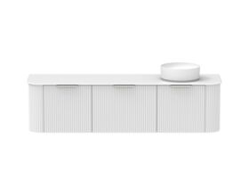 Supporting Image - Kado Neue Fluted Double Curve All Drawer 1800 Wall Hung Vanity with Right Hand Basin Durasein 12mm Top Ultra White