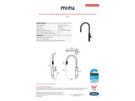 Specification Sheet - Mizu Drift 3 in 1 Filtered Gooseneck Sink Mixer Filter System Matte Black (5 Star) Lead Free