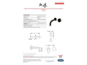Specification Sheet - Milli Pure Progressive Wall Bath Mixer Tap System 160mm with Diamond Textured Handle PVD Matte Black