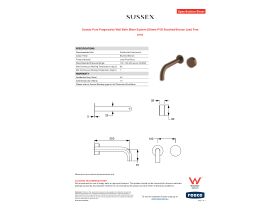 Specification Sheet - Sussex Pure Progressive Wall Bath Mixer System 200mm PVD Brushed Bronze Lead Free