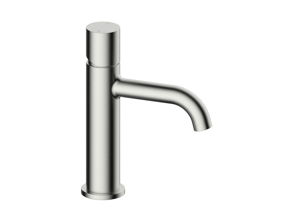 Hero - Mizu Drift Dial Basin Mixer Tap Curved Spout Brushed Nickel (6 Star) Lead Free