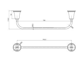 Posh Canterbury Single Towel Rail 750mm