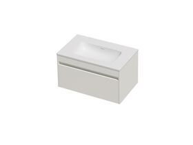 Hero - Posh Domaine Single 750 1 Drawer Wall Hung Vanity White Console Top Matte White Mineral Cast No Taphole