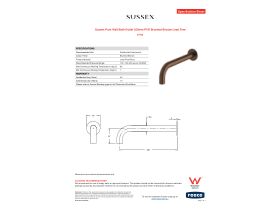 Specification Sheet - Sussex Pure Wall Bath Outlet 250mm PVD Brushed Bronze Lead Free