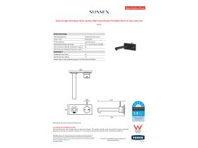 Specification Sheet - Scala Straight Wall Basin Mixer System Right Hand 200mm PVD Matte Black (6 Star) Lead Free