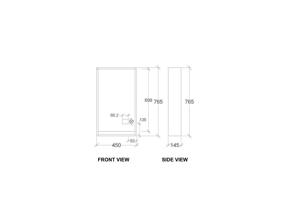 Kado Aspect 450mm Mirror Cabinet One Door