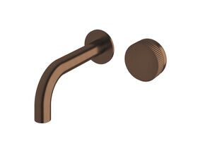 Sussex Pure Progressive Wall Bath Mixer Tap System 160mm with Linear Textured Handle PVD Brushed Bronze