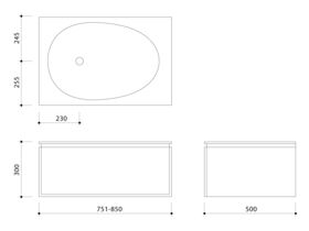 ISSY Glide Wall Hung Vanity Unit Single Bowl 1 Drawer Custom 751-850mm Oak