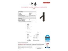 Specification Sheet - Milli Pure Basin Mixer Tap with Linear Textured Handle PVD Matte Black (6 Star)