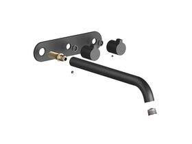Supporting Image - Faucet Strommen Vara Fin Wall Basin / Bath Hostess Tap System Right Hand 250mm Kit Matte Black (6 Star) Lead Free