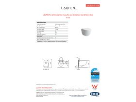 Specification Sheet - LAUFEN Pro A Rimless Wall Hung Pan and Soft Close Seat White (4 Star)