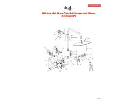 Component Listing - Milli Inox Wall Mount Twin Rail Shower with 300mm Overhead Stainless Steel (3 Star)