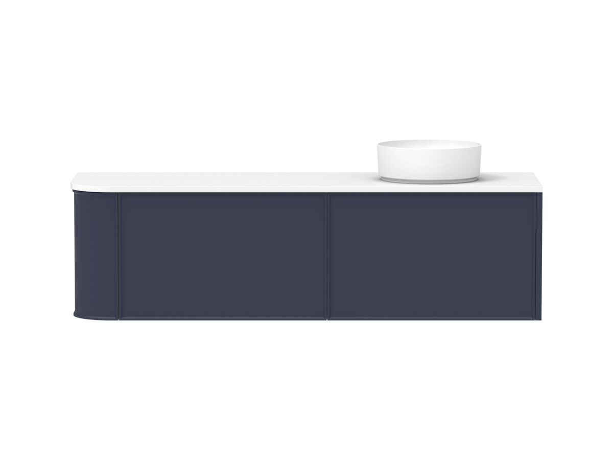 Hero - Kado Era Single Curve All Drawer 1650mm Wall Hung Vanity with Right Hand Basin 20mm Top Royal Battle Blue