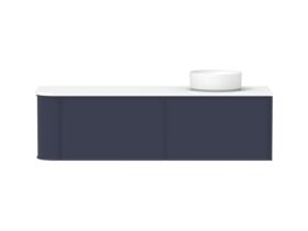 Hero - Kado Era Single Curve All Drawer 1650mm Wall Hung Vanity with Right Hand Basin 20mm Top Royal Battle Blue