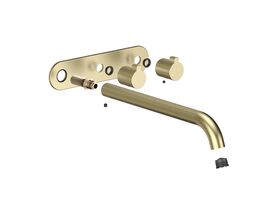 Hero - Faucet Strommen Vara Fin Wall Basin / Bath Hostess Tap System Right Hand 250mm Trimset Brushed Admiralty Brass (6 Star) Lead Free