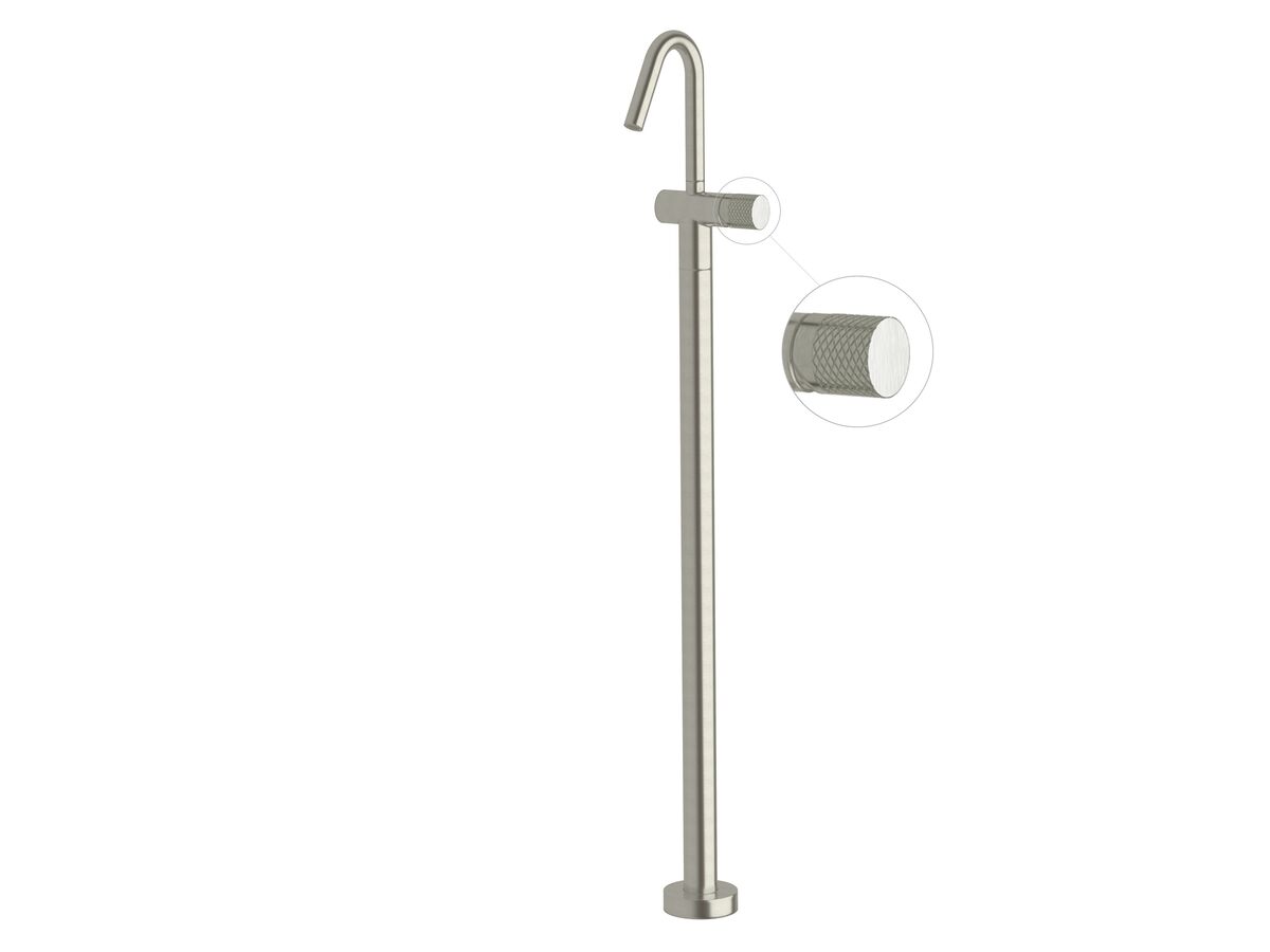 Sussex Pure Floor Mounted Basin Mixer Tap with Diamond Textured Handle PVD Brushed Nickel (5 Star)