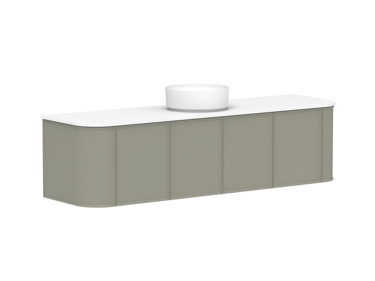 Supporting Image 2 - Kado Era Double Curve All Door 1800mm Wall Hung Vanity with Centre Basin 20mm Top Wolfram Green