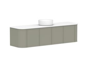 Supporting Image 2 - Kado Era Double Curve All Door 1800mm Wall Hung Vanity with Centre Basin 20mm Top Wolfram Green