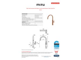 Specification Sheet - Mizu Drift Gooseneck Sink Mixer Curve Brushed Bronze (5 Star) Lead Free
