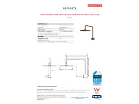 Specification Sheet - Sussex Pure Hi-Rise Shower Square with 250mm Shower Head PVD Brushed Bronze (3 Star)