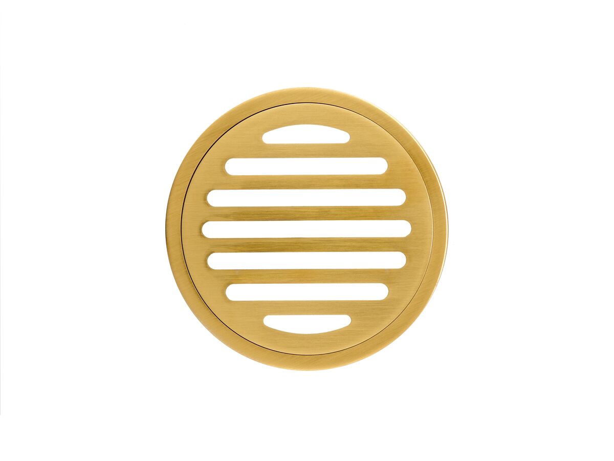 Mizu Drift Brass Trapscrew Grate Round 100mm Brushed Gold