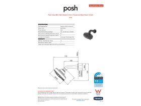 Specification Sheet - Posh Solus MK3 Wall Shower & Arm 3 Functions Matte Black (4 Star)