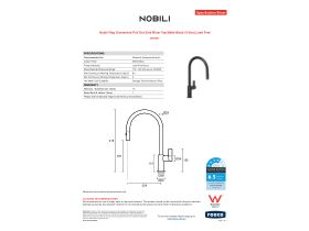 Specification Sheet - Nobili Flag Gooseneck Pull Out Sink Mixer Tap Matte Black (4 Star) Lead Free