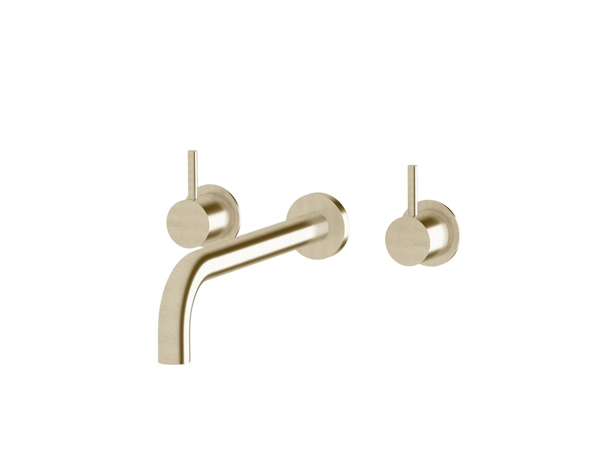 Sussex Scala 25mm Wall Basin Set Curved 250mm LUX PVD Brushed Platinum Gold (6 Star)