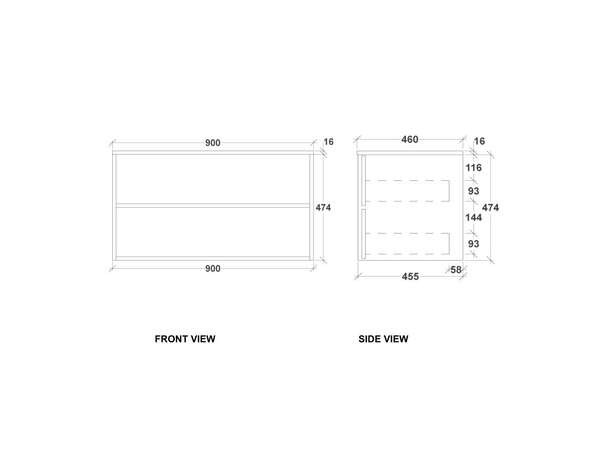 Kado Aspect 900mm Wall Hung Vanity Unit Timber Top