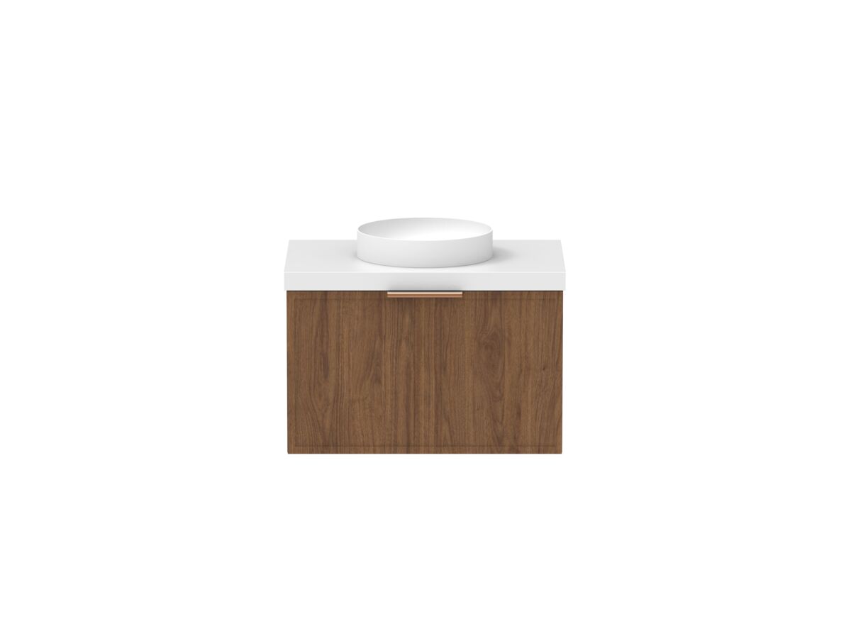 Supporting Image - Kado Lux Slim All Drawer 750mm Wall Hung Vanity with Centre Basin 50mm Top Florentine Walnut