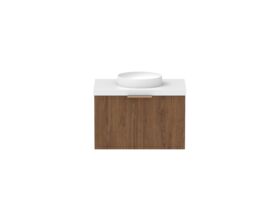 Supporting Image - Kado Lux Slim All Drawer 750mm Wall Hung Vanity with Centre Basin 50mm Top Florentine Walnut