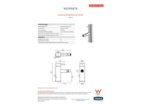 Specification Sheet - Sussex Scala Bidet Mixer Tap Chrome