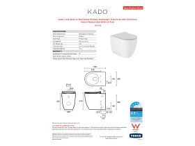 Specification Sheet - Kado Lussi Back to Wall Vortex Rimless Overheight Toilet Suite with Soft Close Quick Release Seat White (4 Star)