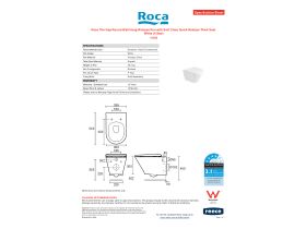 Specification Sheet - Roca The Gap Round Wall Hung Rimless Pan with Soft Close Quick Release Thick Seat White (4 Star)