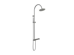 Hero - Faucet Strommen Vara Disc Wall Set with Twin Rail Shower Tap System Kit Brushed Graphite (3 Star) Lead Free