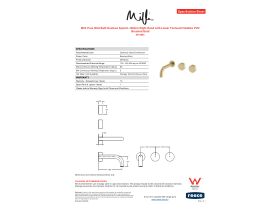 Specification Sheet - Milli Pure Wall Bath Hostess System 160mm Right Hand with Linear Textured Handles PVD Brushed Gold