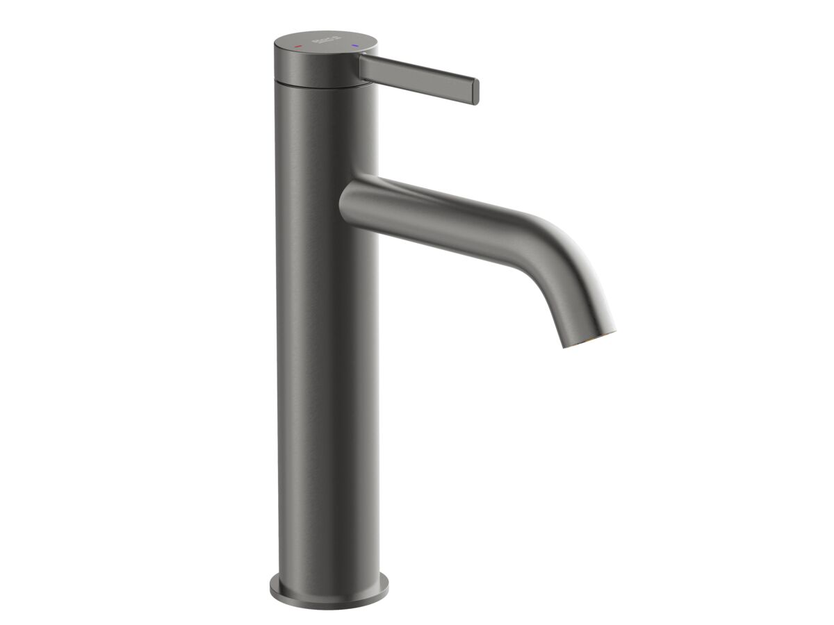 Hero - Roca Ona Medium Height Basin Mixer Tap Brushed Gunmetal (6 Star) Lead Free