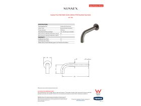 Specification Sheet - Sussex Pure Wall Bath Outlet 200mm PVD Brushed Gunmetal
