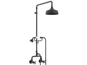 Hero - Posh Canterbury Exposed Twin Telephone Shower Set Cross Handles Matte Black (3 Star)