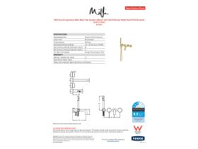 Specification Sheet - Milli Pure Progressive Bath Mixer Tap System 200mm with Hand Shower Right Hand PVD Brushed Gold (3 Star)