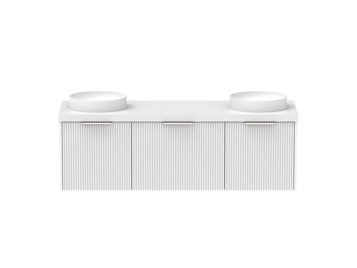 Supporting Image - Kado Neue Fluted Square All Drawer 1500mm Wall Hung Vanity with Double Basin 50mm Top Ultra White