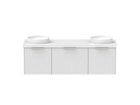 Supporting Image - Kado Neue Fluted Square All Drawer 1500mm Wall Hung Vanity with Double Basin 50mm Top Ultra White