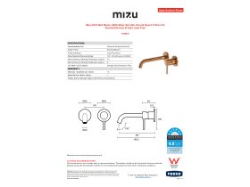 Specification Sheet - Mizu Drift Wall Basin / Bath Mixer Set with Curved Spout 2 Piece Kit Brushed Bronze (6 Star) Lead Free