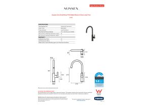 Specification Sheet - Sussex Oria Sink Mixer PVD Matte Black (5 Star) Lead Free
